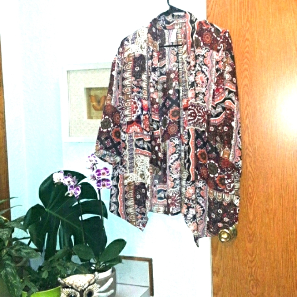H&M Bohemian open cardigan mandala print warm late summerFall colors 🍂womens M